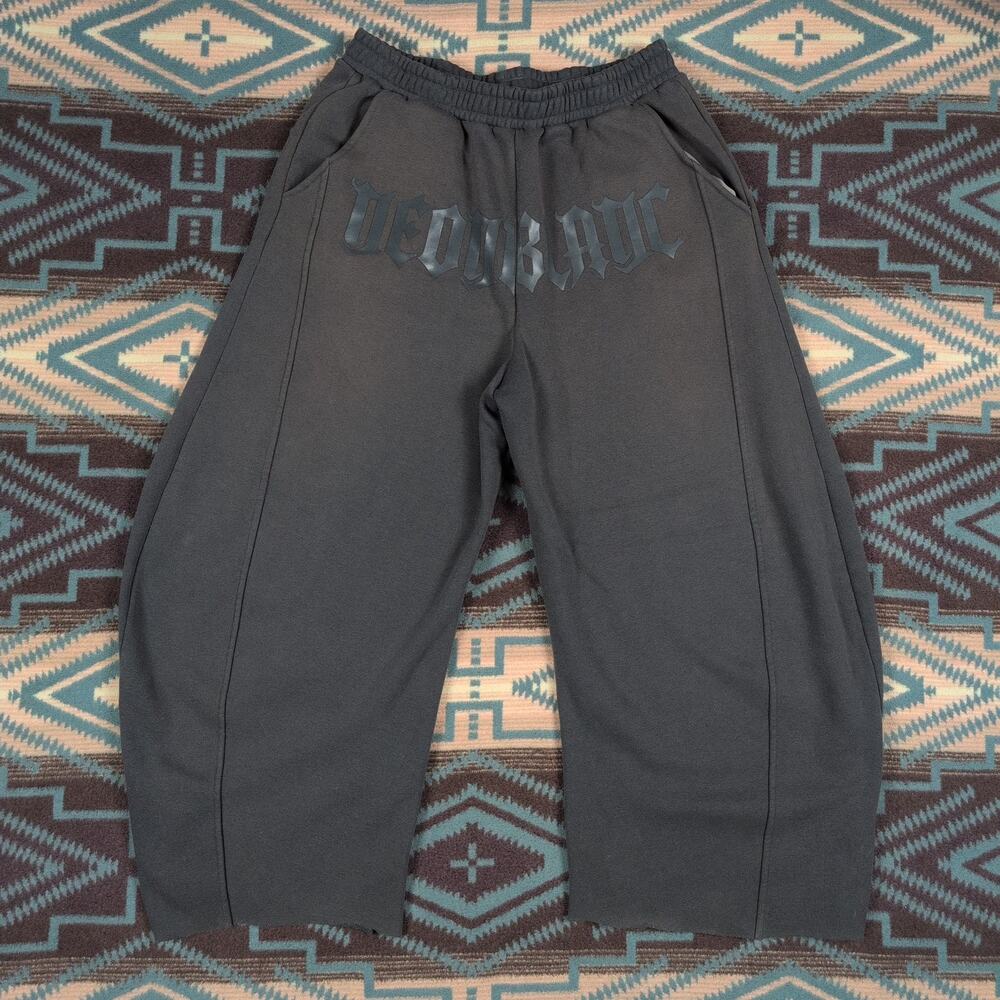 Neon Blanc Spell Out Wide Leg Sweatpants Gray Blue StreetWear faded cut